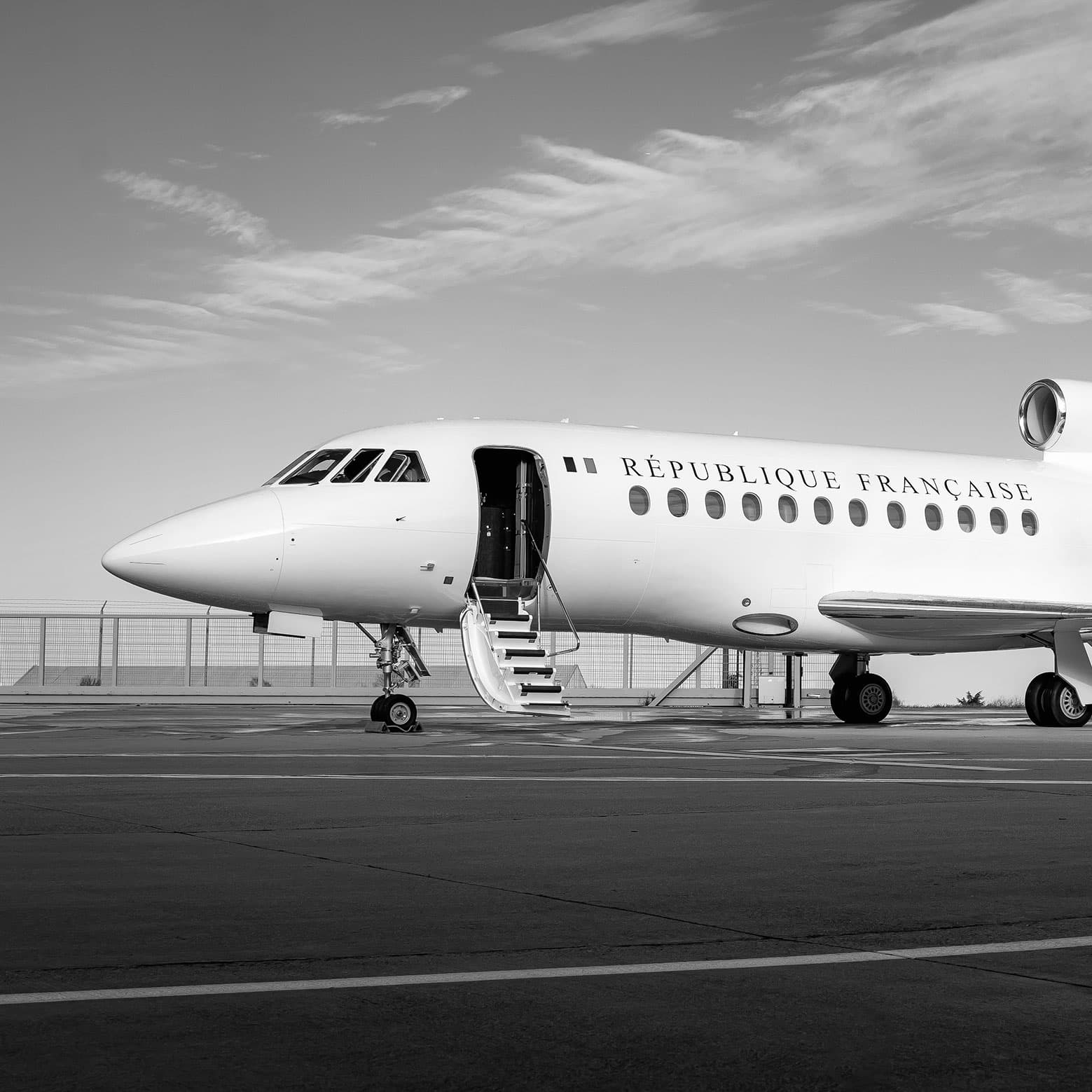 French government fleet aircraft on the tarmac as part of a Sabena technics maintenance project